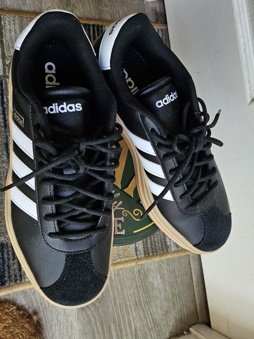 adidas Women's Black & White Low-Top Sneakers with Gum Sole